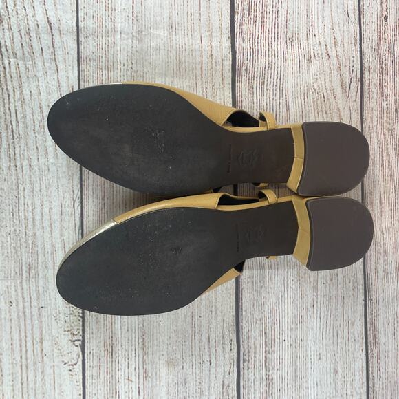 Tory Burch Cap-Toe Womens Sz 7M Slingback Heels Ginger Shortbread Spark Gold - Picture 8 of 9